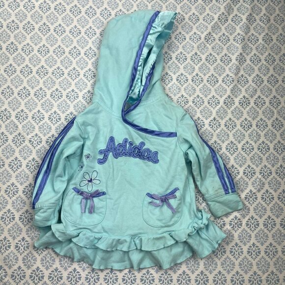 3/$15 Adidas Blue And Purple Ruffled Hooded Sweater Baby - Picture 1 of 9